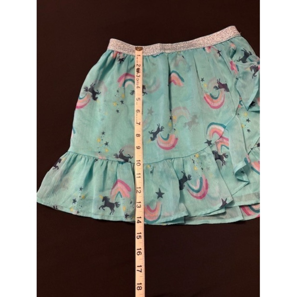 Sonoma girls size 12, unicorn and rainbow themed skirt, teal background - Picture 5 of 7